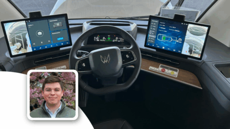 Zach Mondo headshot overlayed with truck image